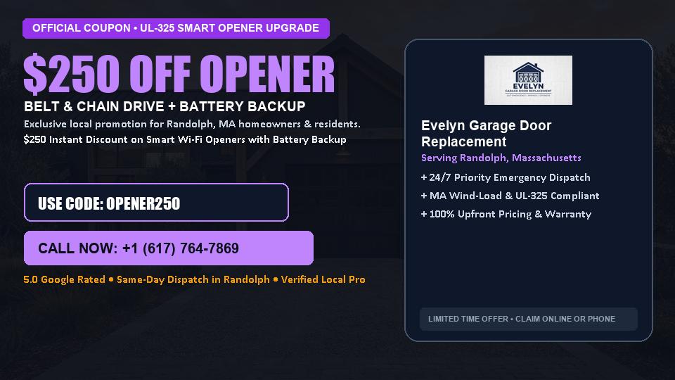 $250 OFF Smart Wi-Fi Garage Door Opener Installation in Randolph, MA - Evelyn Garage Door Replacement